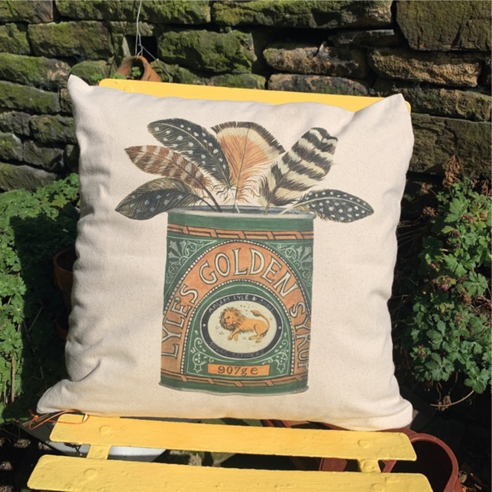 Feathers in the syrup tin pillow